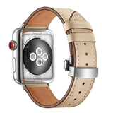 Apricot Premium Butterfly Clasp Leather Apple Watch Strap