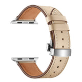 Apricot Premium Butterfly Clasp Leather Apple Watch Strap