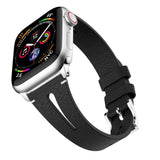 Black Slim Leather Apple Watch Strap