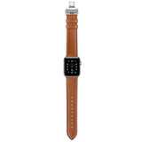 Brown Premium Butterfly Clasp Leather Apple Watch Strap