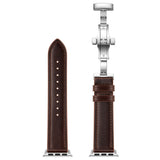 Dark Brown Premium Butterfly Clasp Leather Apple Watch Strap