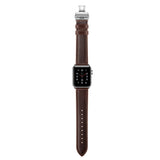 Dark Brown Premium Butterfly Clasp Leather Apple Watch Strap