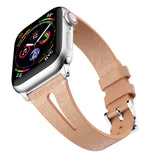 Light Brown Slim Leather Apple Watch Strap