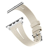 Light Grey Slim Leather Apple Watch Strap