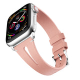 Pink Slim Leather Apple Watch Strap