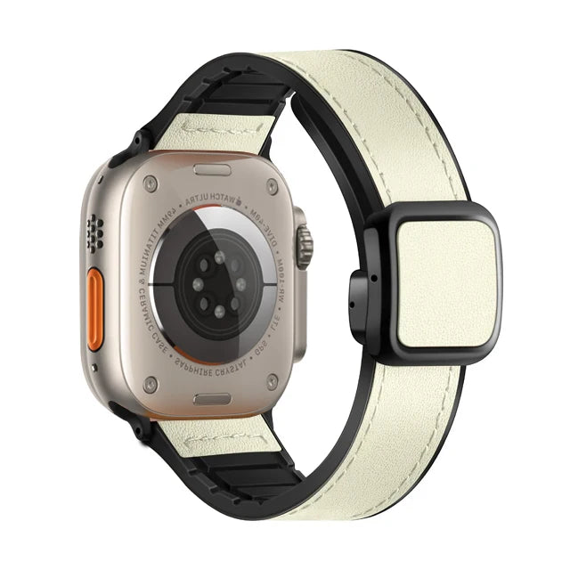 Beige Magnetic Leather Apple Watch Strap – AppStraps™ display picture 2