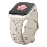 Beige Floral Silicone Apple Watch Strap