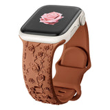 Brown Floral Silicone Apple Watch Strap