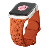 Orange Floral Silicone Apple Watch Strap