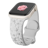 White Floral Silicone Apple Watch Strap