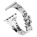 White Floral Slim Leather Apple Watch Strap