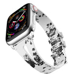 White Floral Slim Leather Apple Watch Strap