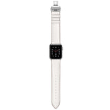White Premium Butterfly Clasp Leather Apple Watch Strap