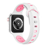 White/Pink Ventilated Sports Apple Watch Strap