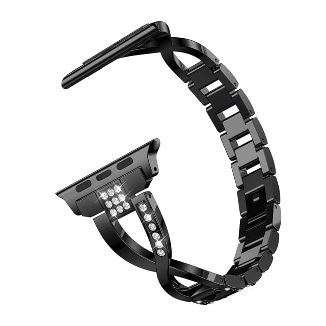 Black Glamorous Metal Apple Watch Strap