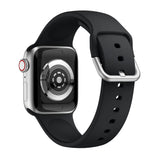 Black Silicone Apple Watch Strap (Silver Buckled)