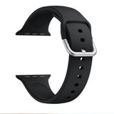 Black Silicone Apple Watch Strap (Silver Buckled)