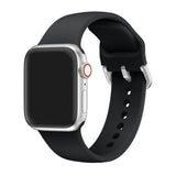 Black Silicone Apple Watch Strap (Silver Buckled)