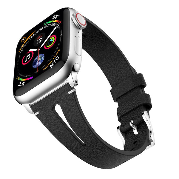 Black Slim Leather Apple Watch Strap – AppStraps®