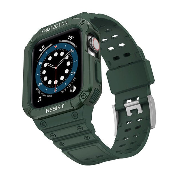 Dark Green Silicone Shock® Apple Watch Strap & Case (Dark Green)