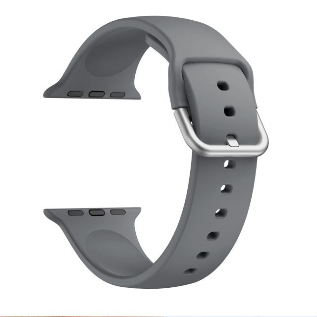 Dark Grey Silicone Apple Watch Strap (Silver Buckled)