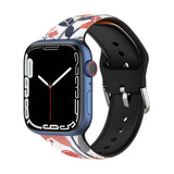 Floral Patterned Silicone Apple Watch Strap