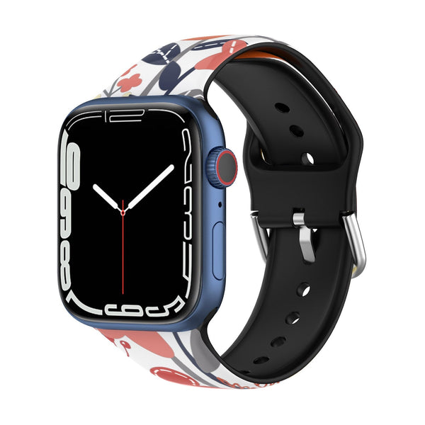 Floral Patterned Silicone Apple Watch Strap