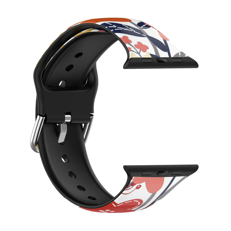 Floral Patterned Silicone Apple Watch Strap