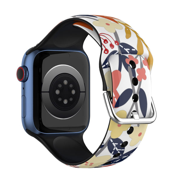 Floral Patterned Silicone Apple Watch Strap