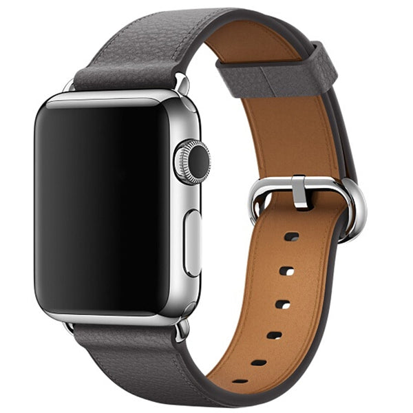 Grey Leather Apple Watch Strap
