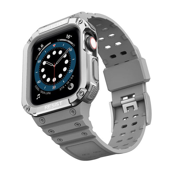 Grey Silicone Shock® Apple Watch Strap & Case (Silver)
