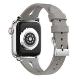 Grey Slim Leather Apple Watch Strap