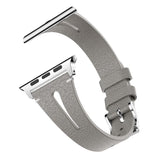Grey Slim Leather Apple Watch Strap