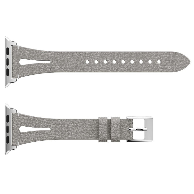 Grey Slim Leather Apple Watch Strap