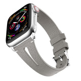Grey Slim Leather Apple Watch Strap