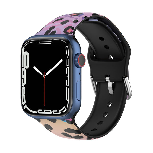 Leopard Print Patterned Silicone Apple Watch Strap
