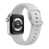 Light Grey Silicone Apple Watch Strap (Silver Buckled)