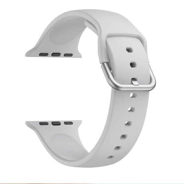 Light Grey Silicone Apple Watch Strap (Silver Buckled)