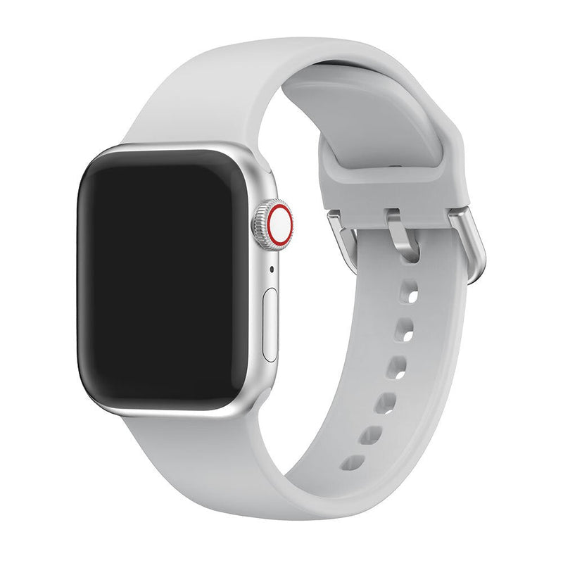 Light Grey Silicone Apple Watch Strap (Silver Buckled)