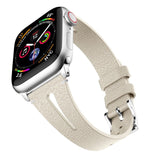 Light Grey Slim Leather Apple Watch Strap
