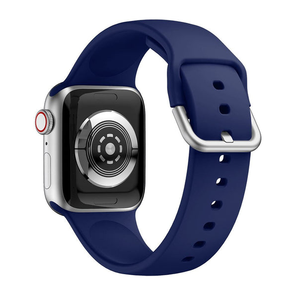 Midnight Blue Silicone Apple Watch Strap (Silver Buckled)