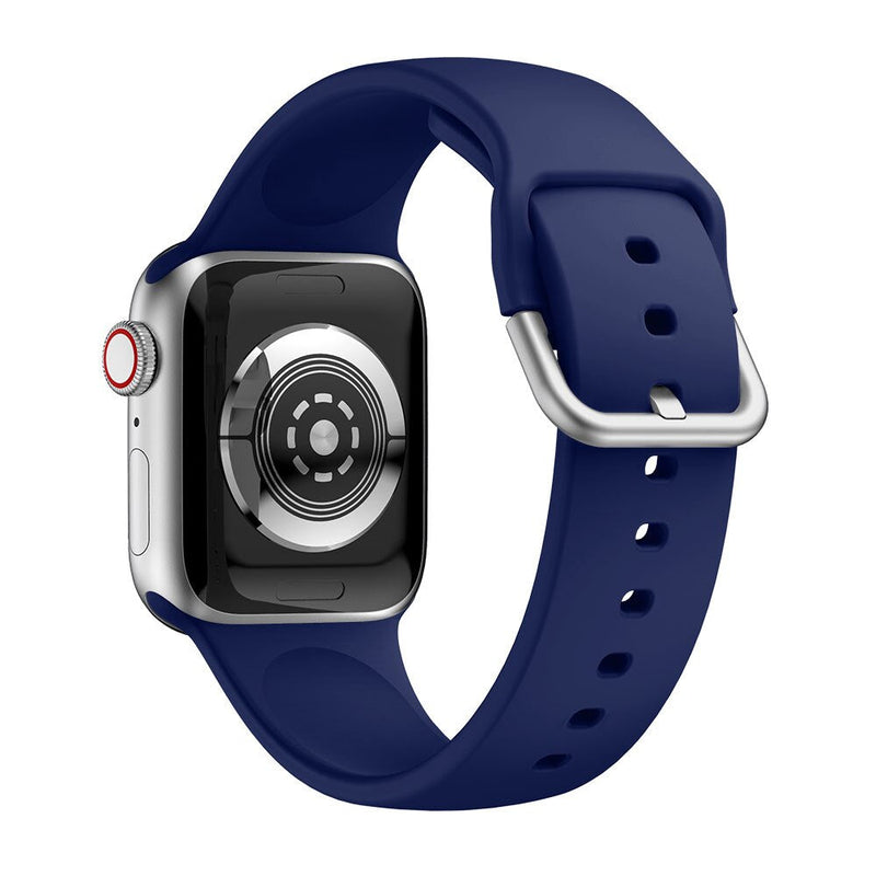 Midnight Blue Silicone Apple Watch Strap (Silver Buckled)