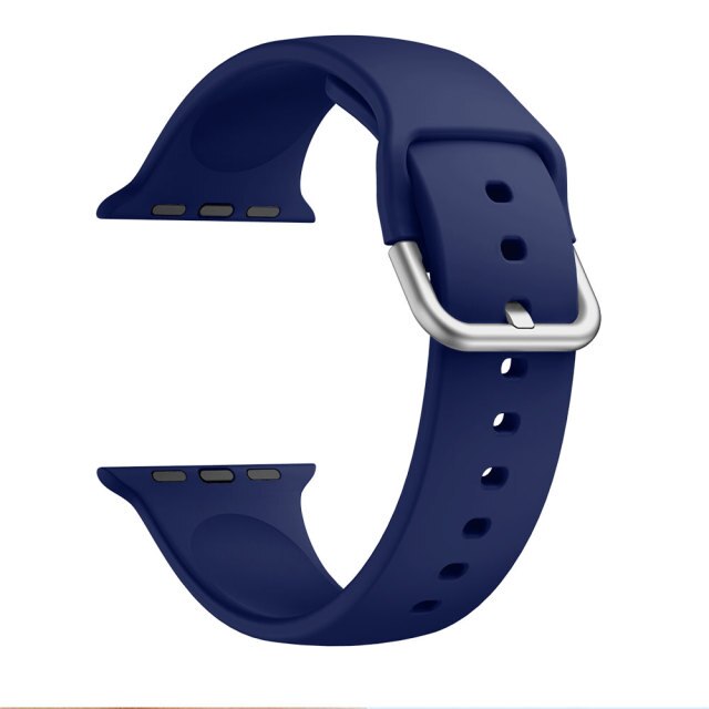 Midnight Blue Silicone Apple Watch Strap (Silver Buckled)