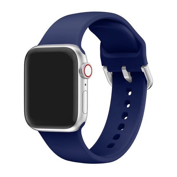 Midnight Blue Silicone Apple Watch Strap (Silver Buckled)
