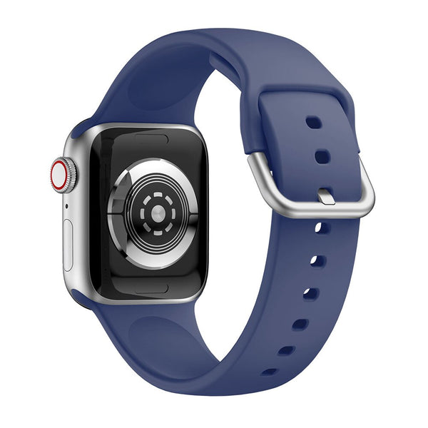 Navy Silicone Apple Watch Strap (Silver Buckled)