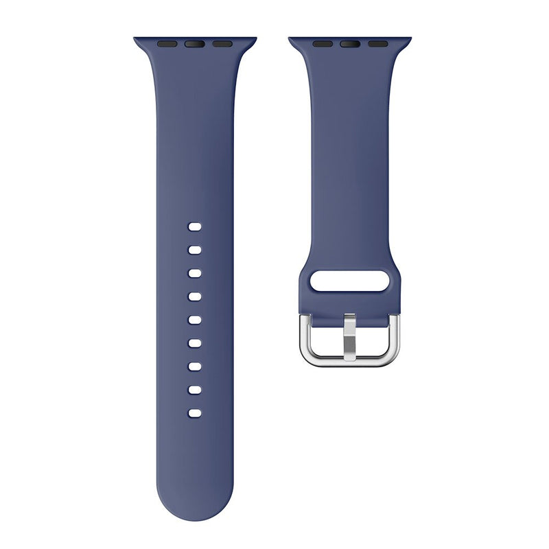 Navy Silicone Apple Watch Strap (Silver Buckled)