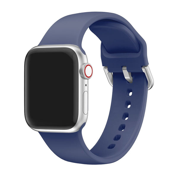 Navy Silicone Apple Watch Strap (Silver Buckled)