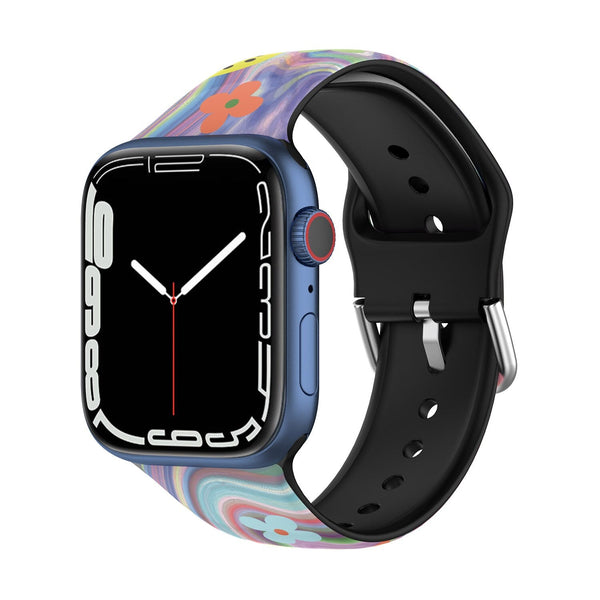 Psychedelic Patterned Silicone Apple Watch Strap