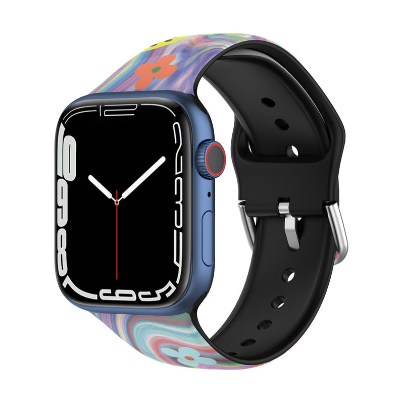 Psychedelic Patterned Silicone Apple Watch Strap