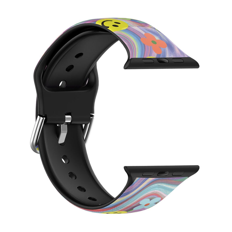 Psychedelic Patterned Silicone Apple Watch Strap